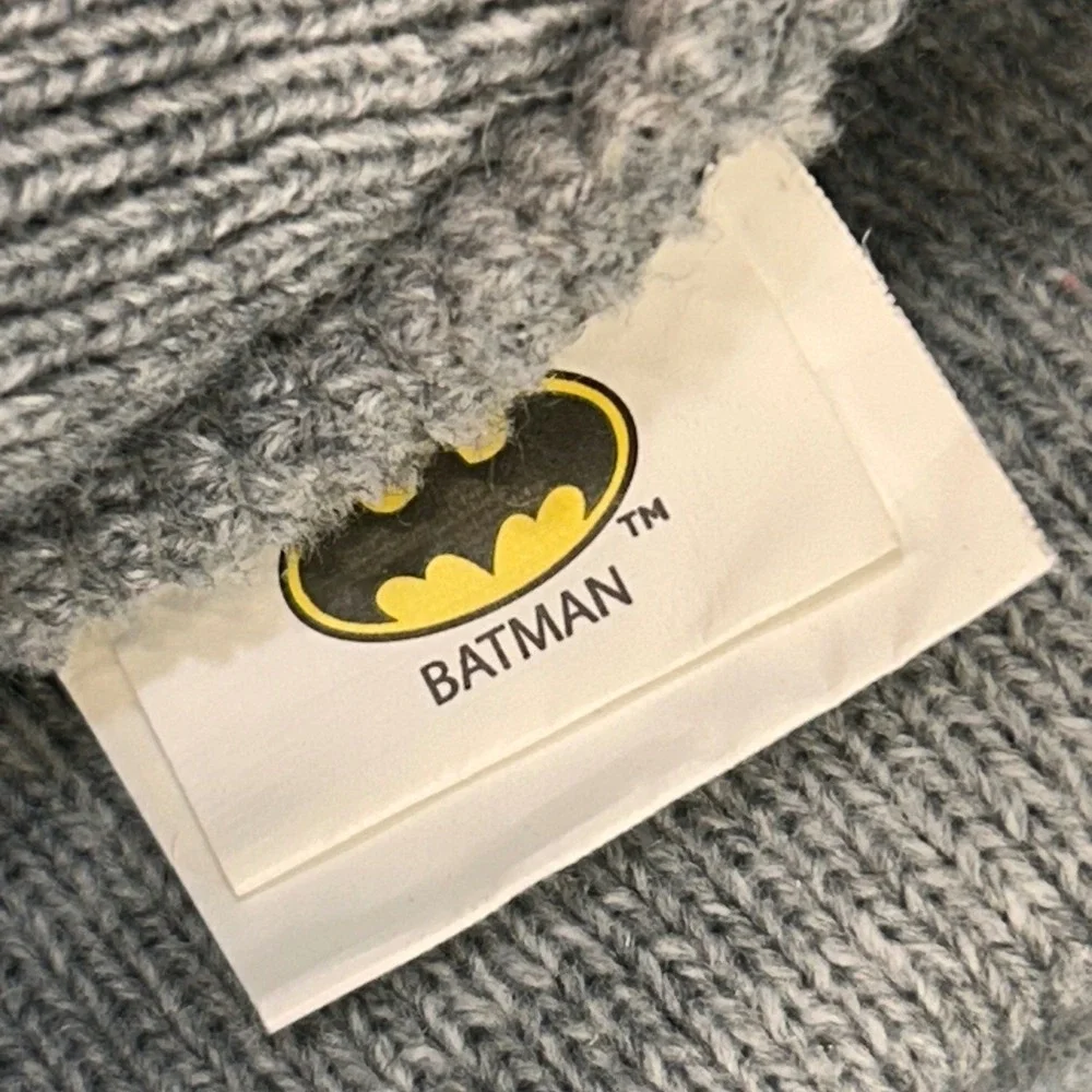 Batman Reversible Sequin Logo Kids Gray Batman Beanie Knit Hat OS 1470